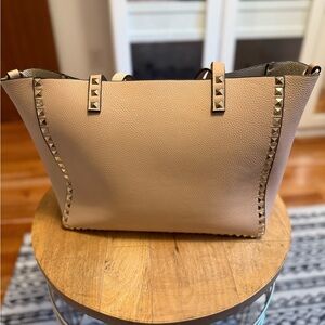 Studded Beige Tote Bag